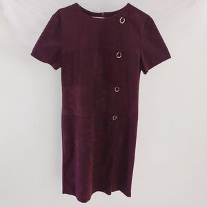 Gloria Vanderbilt Plum Purple Sueded Sheath with Brass Rings Size 10